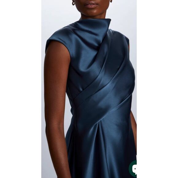 Amsale Womens Dress 4 Green Handkerchief Hem Dress Satin Evening Cocktail New - Picture 7 of 15